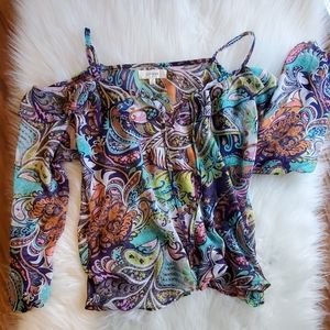 Floral cold shoulder blouse